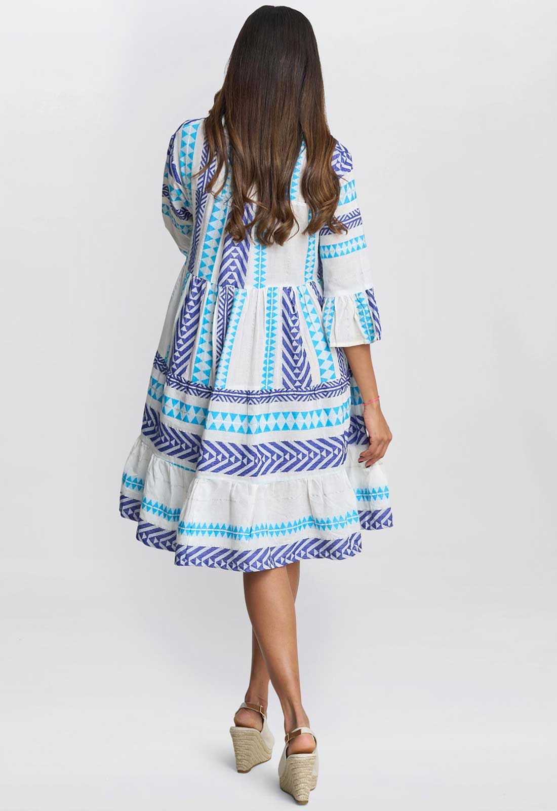 Gina Bacconi Rubina Blue Print Dress