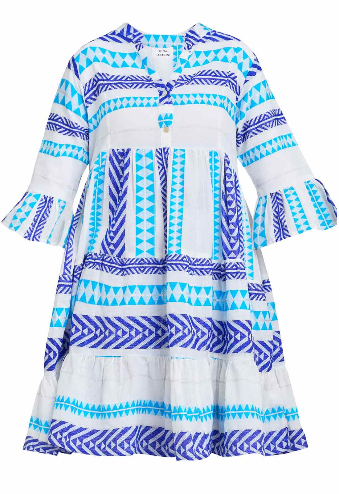 Gina Bacconi Rubina Blue Print Dress