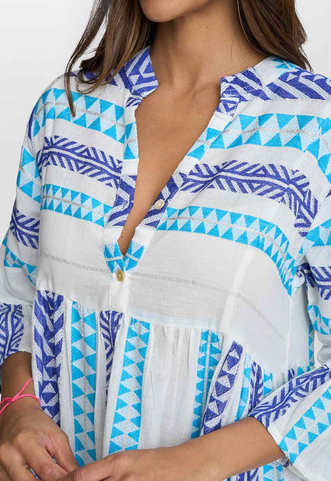 Gina Bacconi Rubina Blue Print Dress