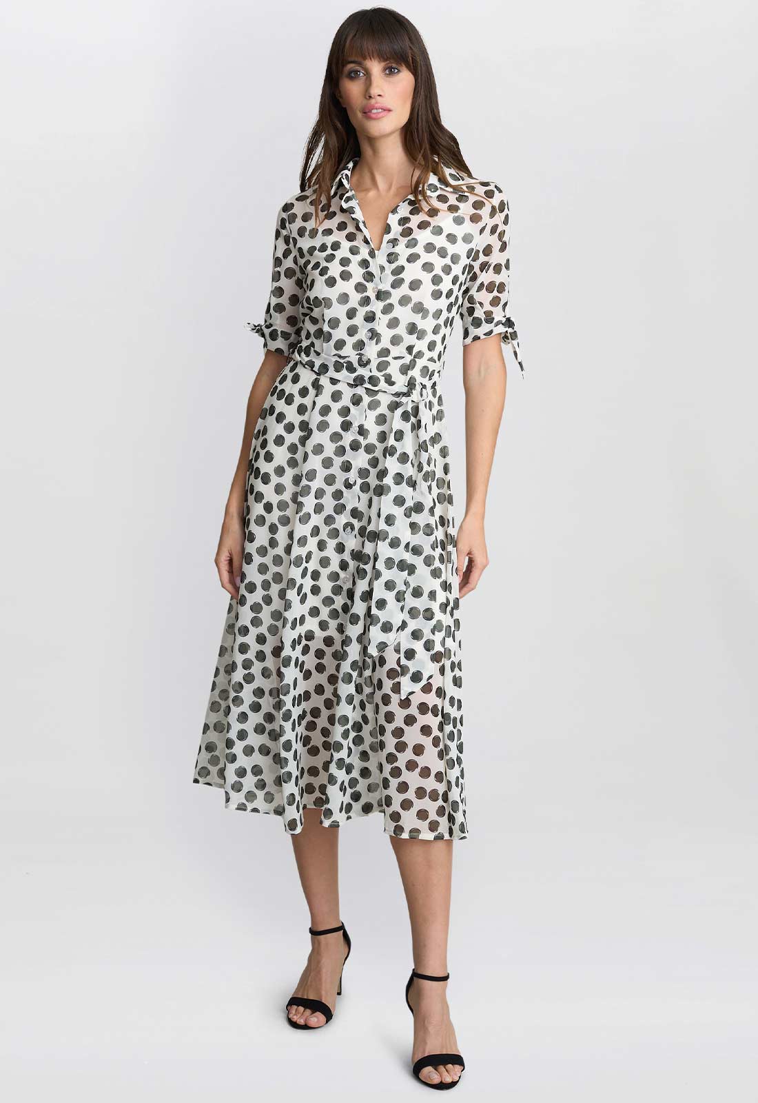Gina Bacconi Pink and Green Adrienne Shirt Dress