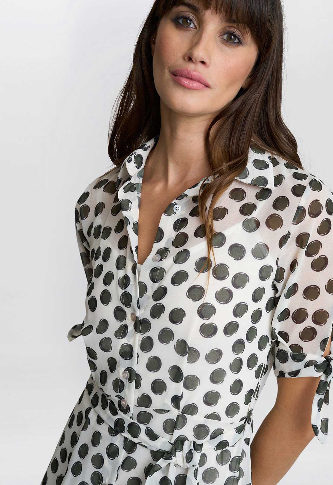 Gina Bacconi Pink and Green Adrienne Shirt Dress