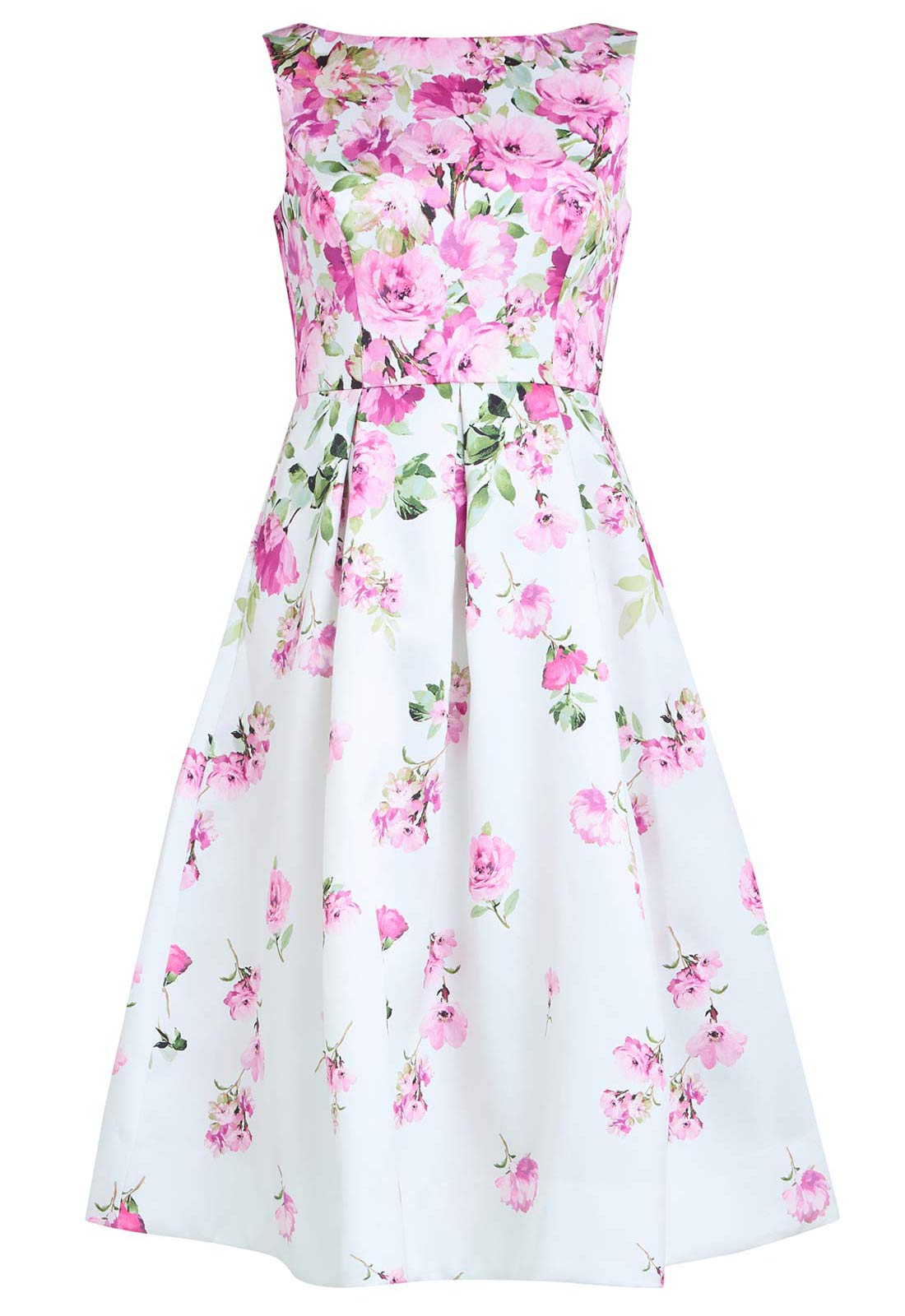 Gina Bacconi White Floral Sophia Midi Dress