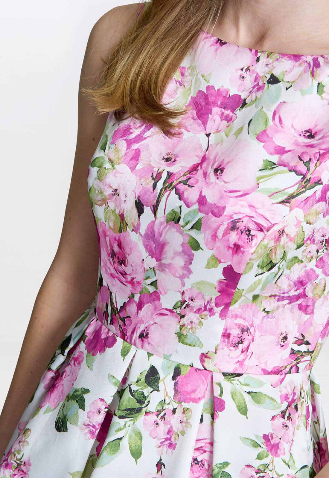 Gina Bacconi White Floral Sophia Midi Dress