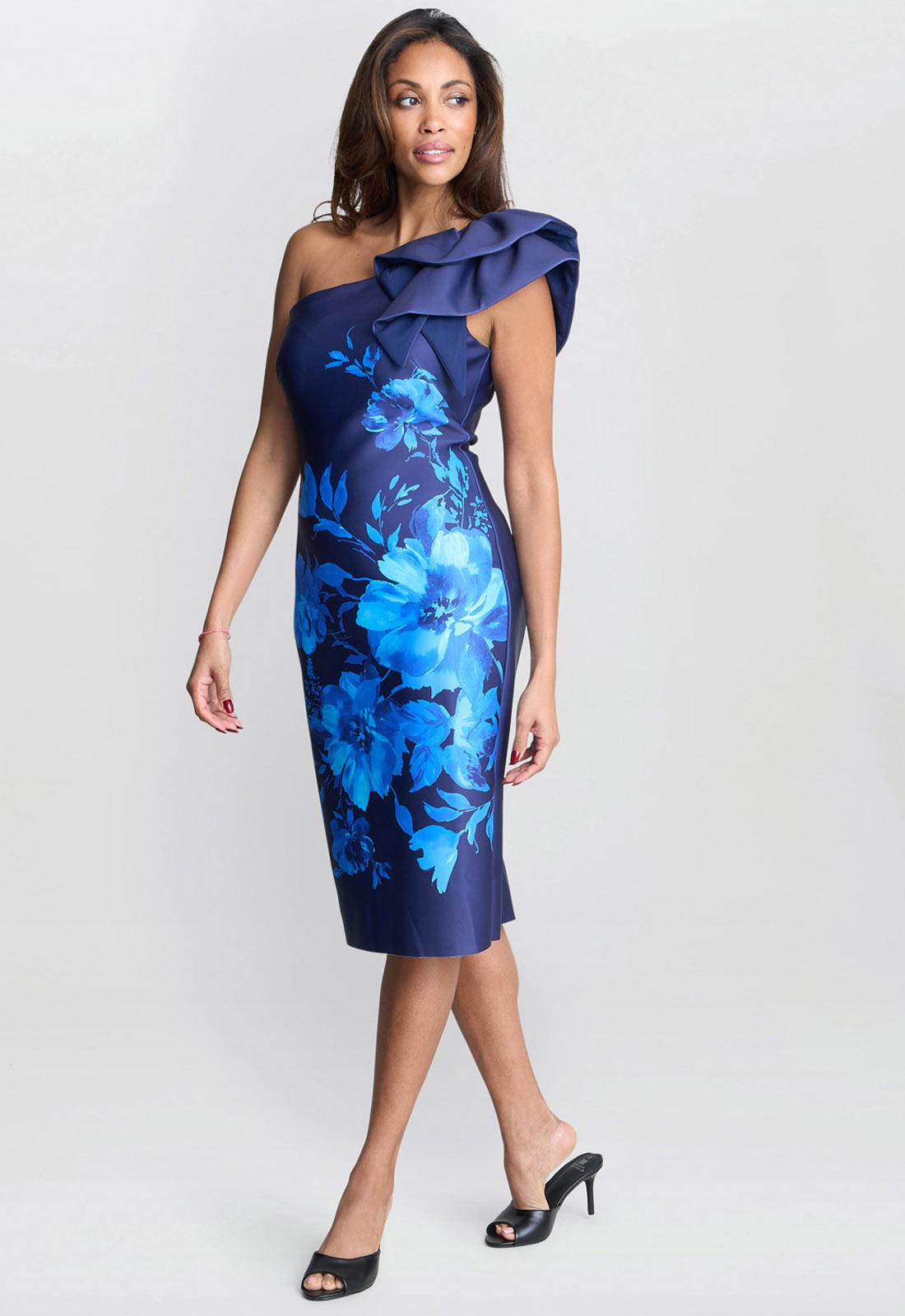 Gina Bacconi Venus Printed Asymmetric Dress