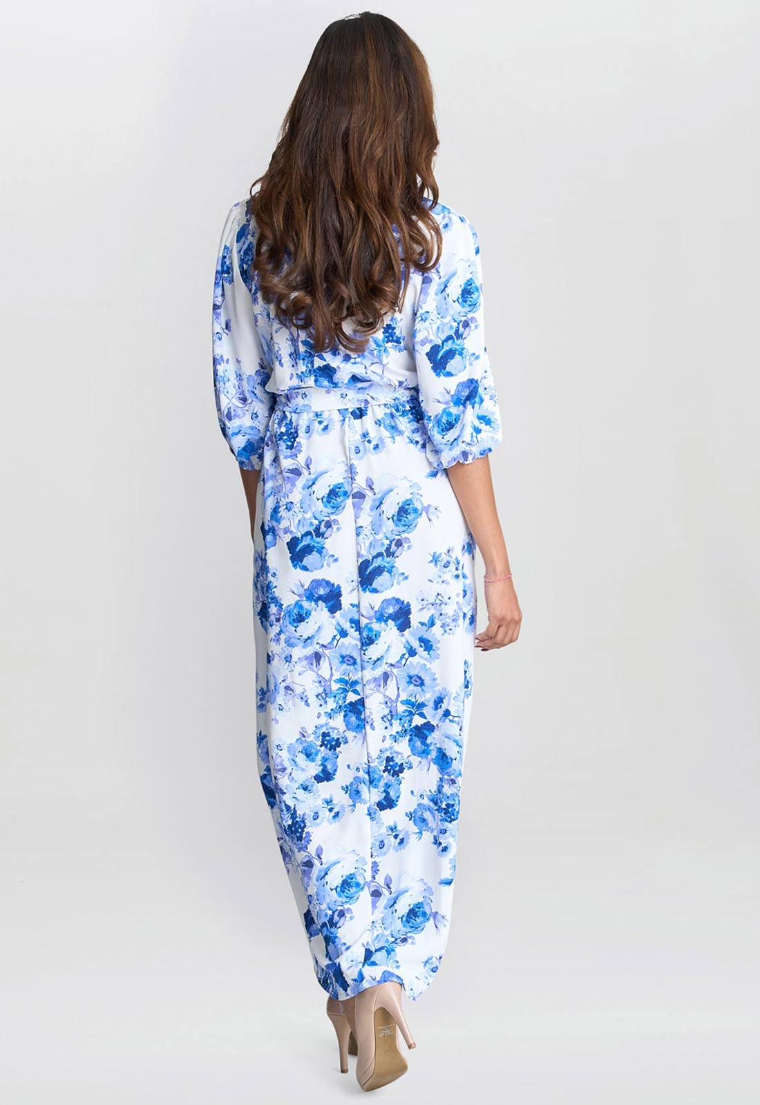 Gina Bacconi Blue Karen Floral Print Maxi Dress