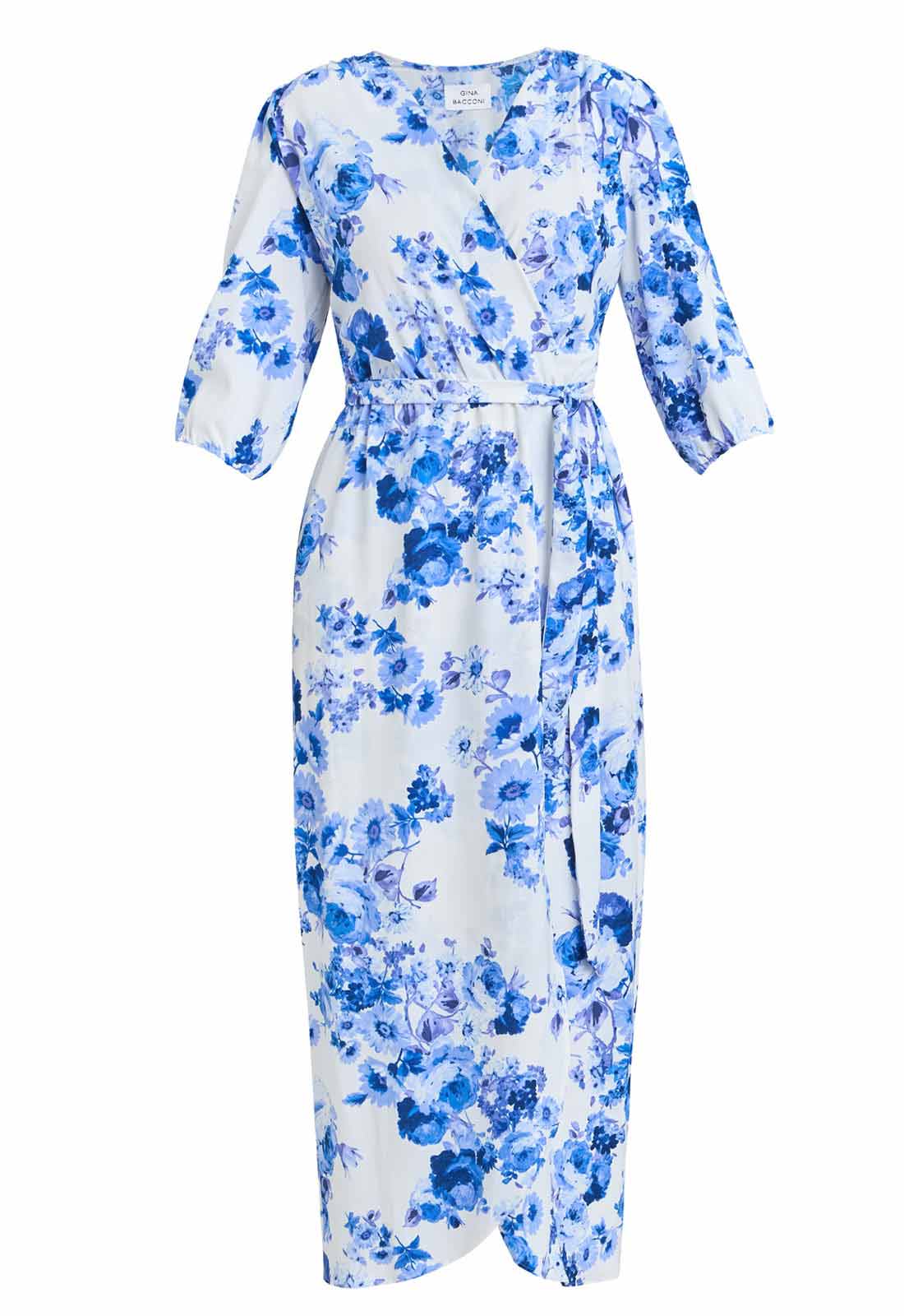 Gina Bacconi Blue Karen Floral Print Maxi Dress