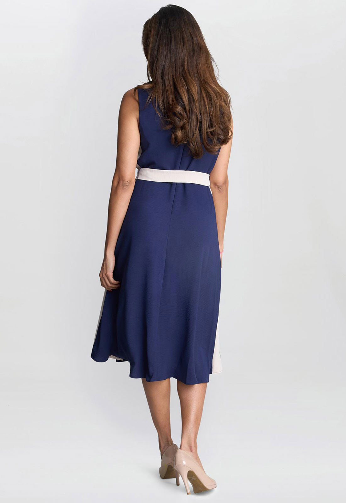 Gina Bacconi Navy Kendall Two Tone Dress