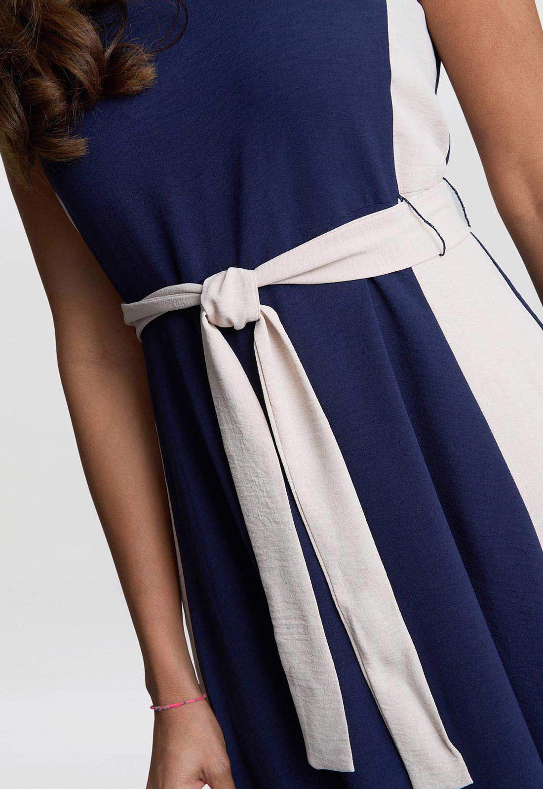 Gina Bacconi Navy Kendall Two Tone Dress