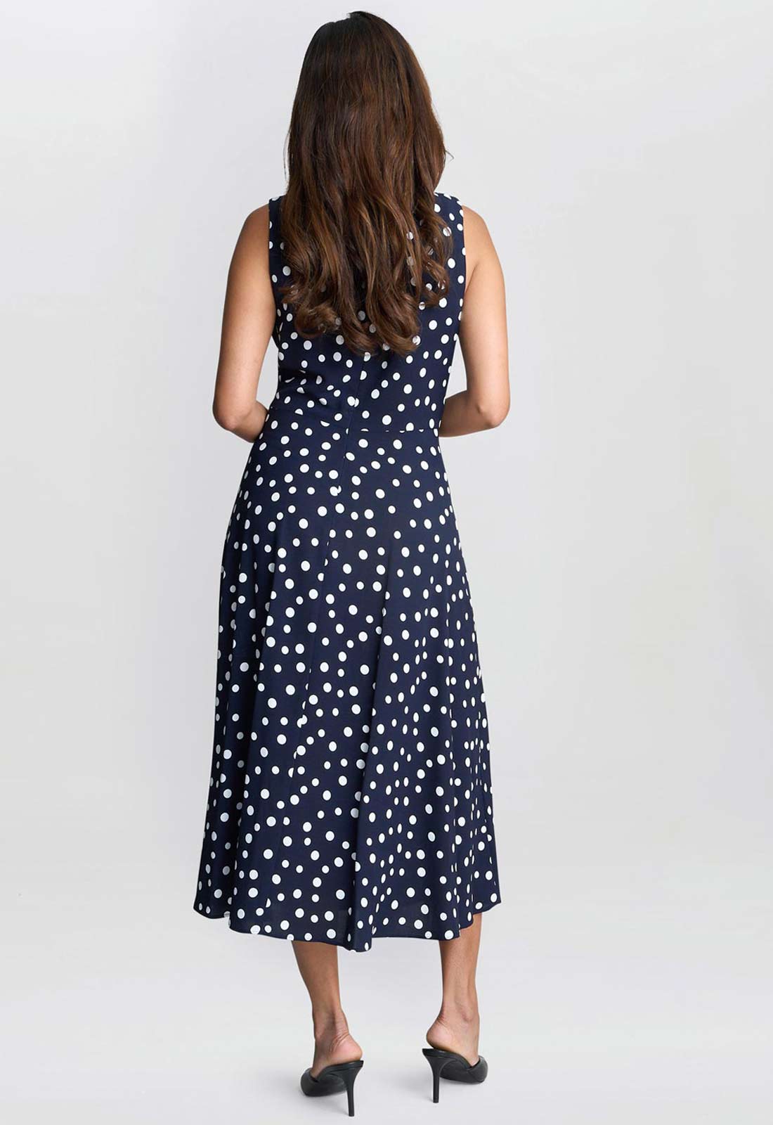 Gina Bacconi Navy Lacinda Spot Dress