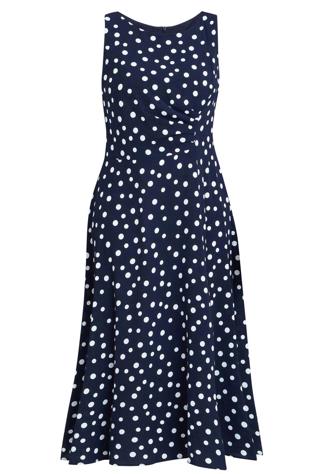 Gina Bacconi Navy Lacinda Spot Dress