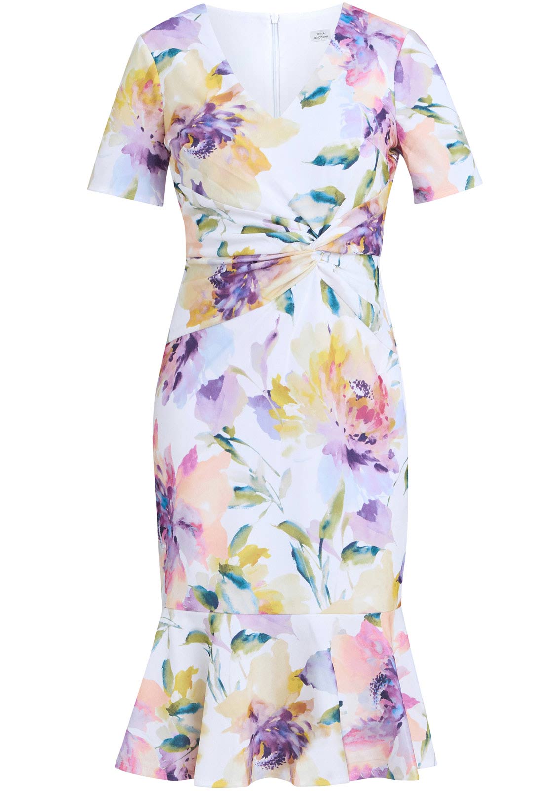 Multicolored floral dress on a white background