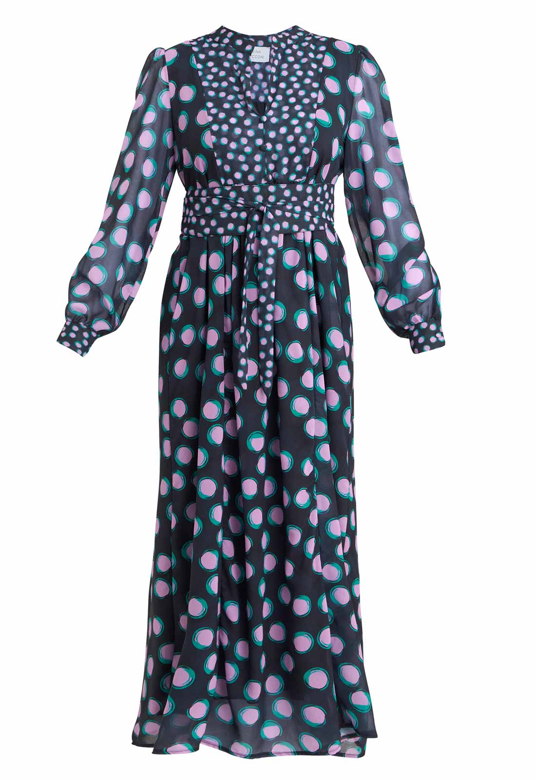 Gina Bacconi Navy / Multi Renata Boho Dress