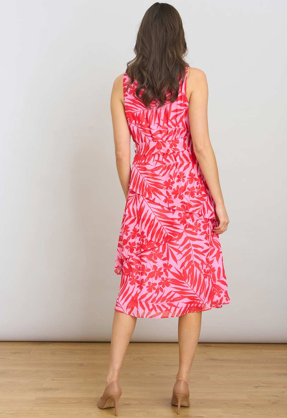 Gina Bacconi PINK Tasha Printed Chiffon Dress