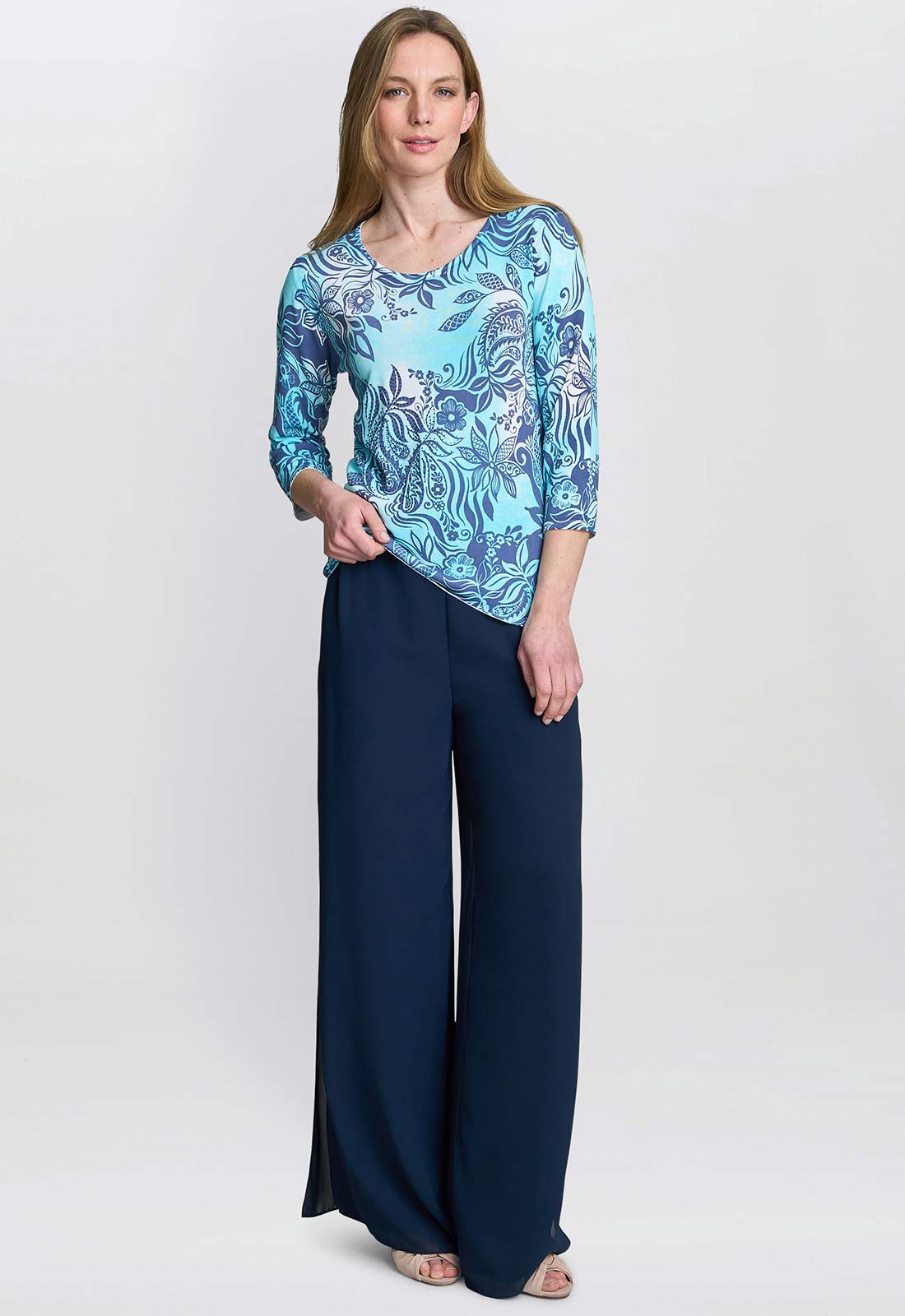 Gina Bacconi Blue Vivien Lightweight Sweater With Diamante Detail