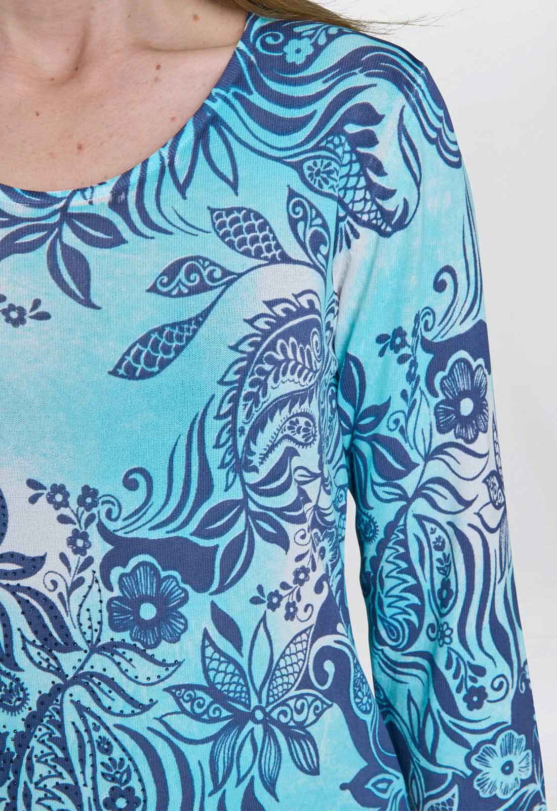 Gina Bacconi Blue Vivien Lightweight Sweater With Diamante Detail