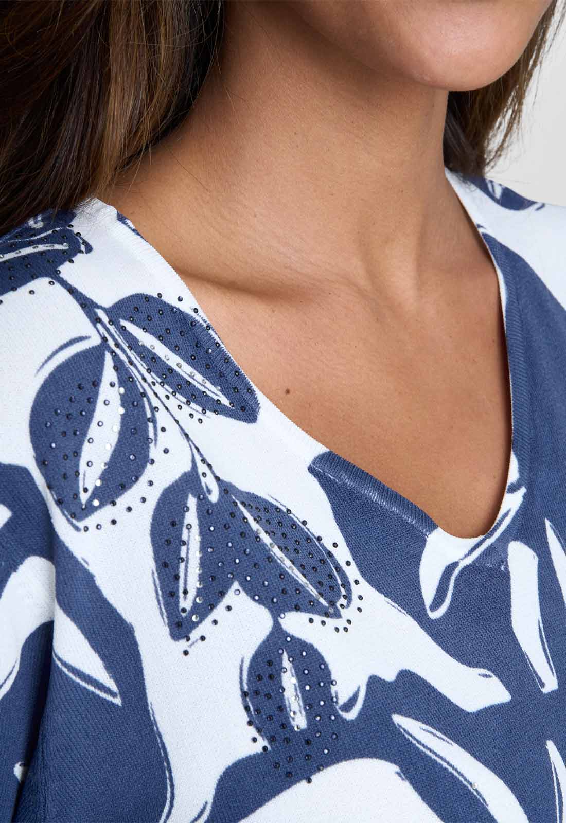 Gina Bacconi BLUE Barbie Lightweight Short Sleeve Sweater With Diamante Detail