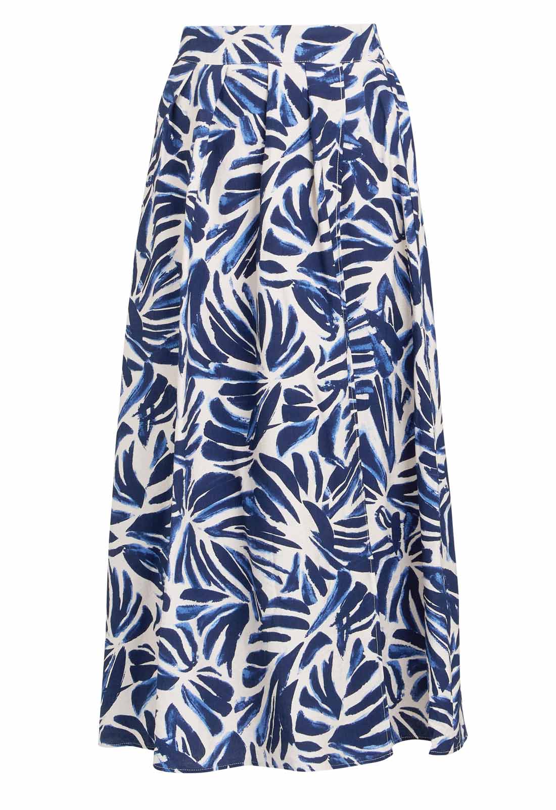 Gina Bacconi NAVY Enid Abstract Print Elastic Waist Skirt
