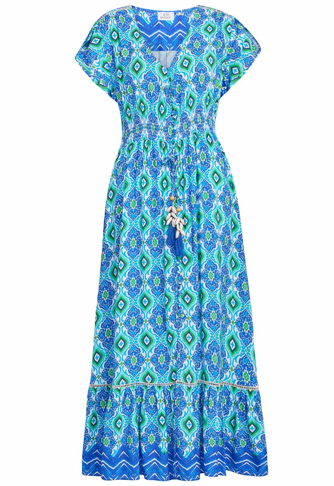 Gina Bacconi BLUE / GREEN Gabi Button Down Dress