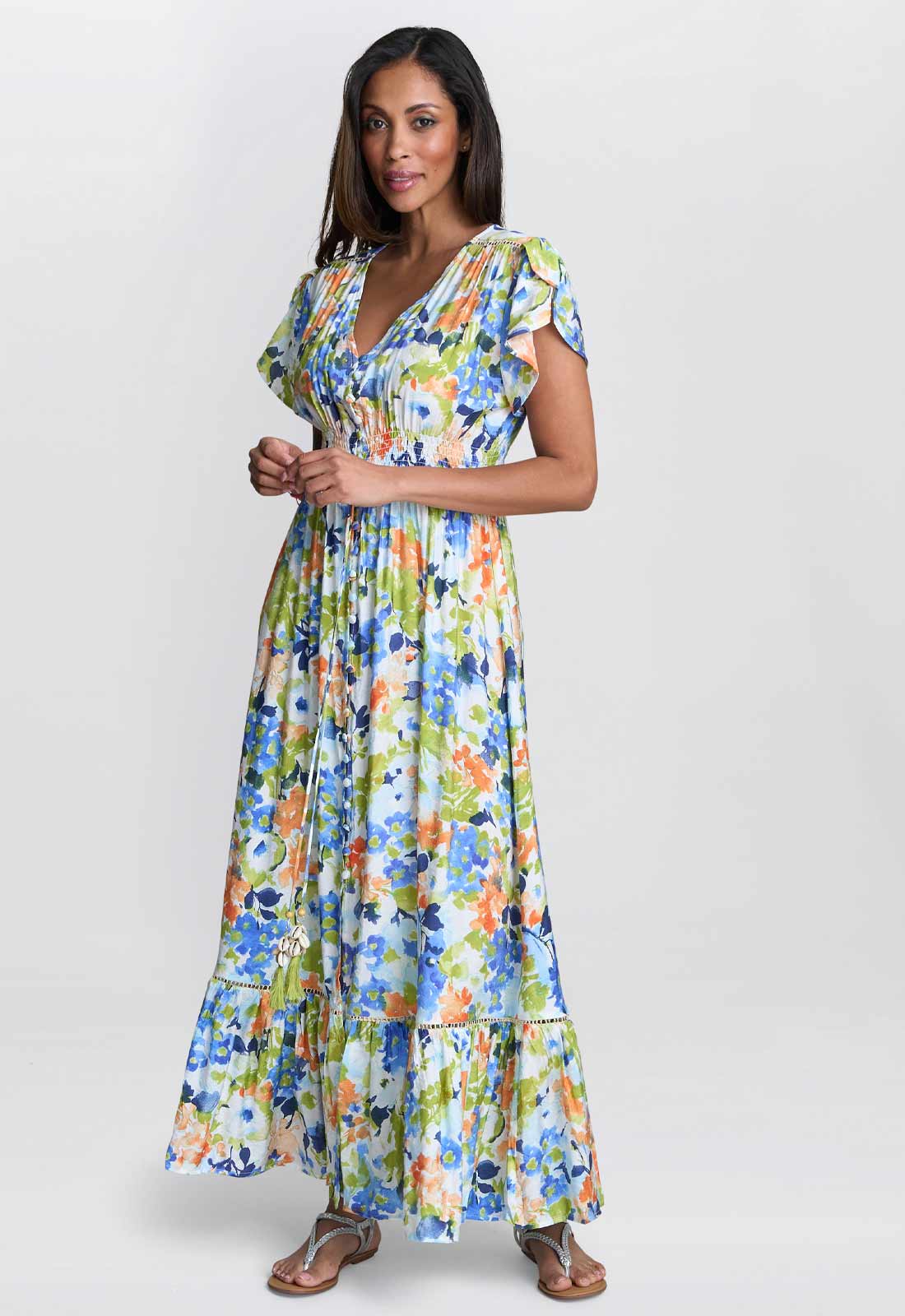 Gina Bacconi MULTI Gabi Button Down Dress
