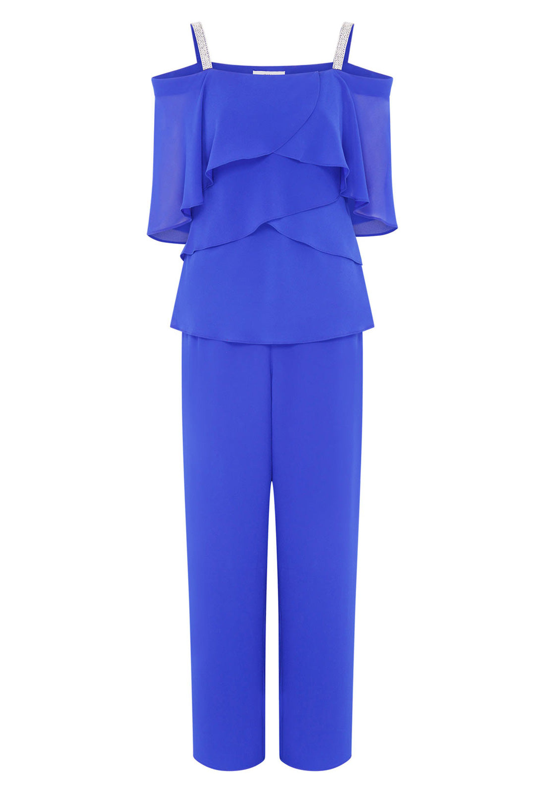 Gina Bacconi Royal Darla Frill Top Trouser Set
