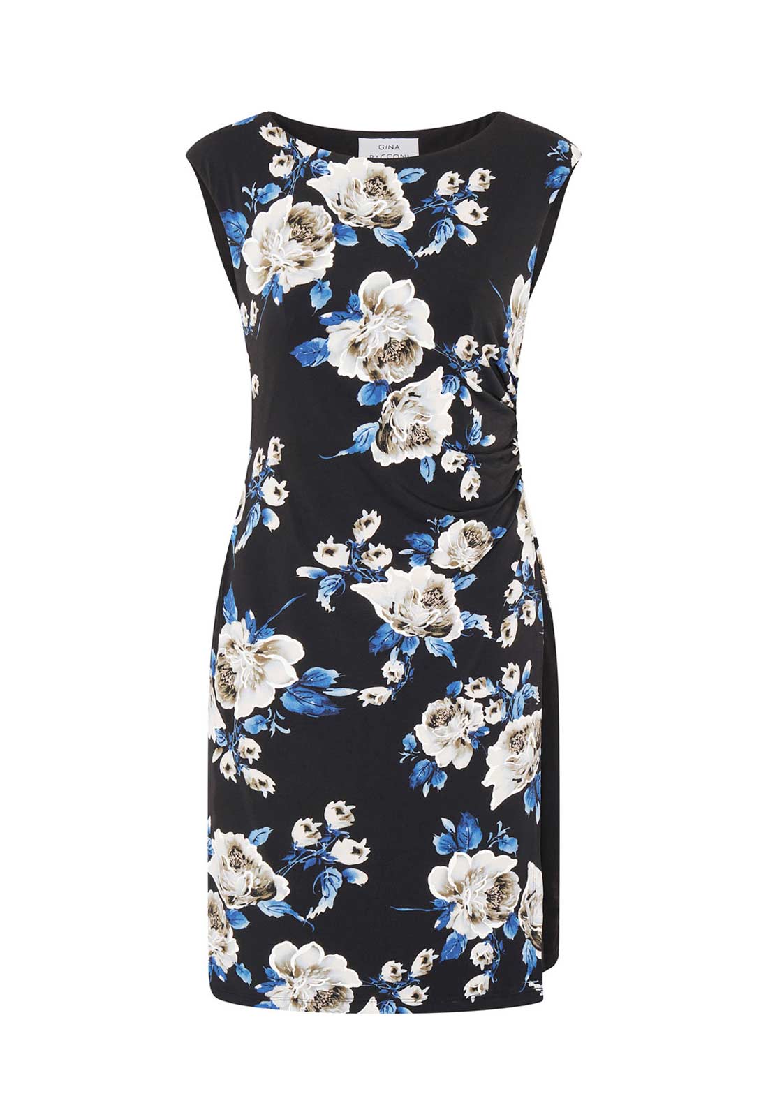 Gina Bacconi BLACK / MULTI Cybil Floral Print Sleeveless Dress