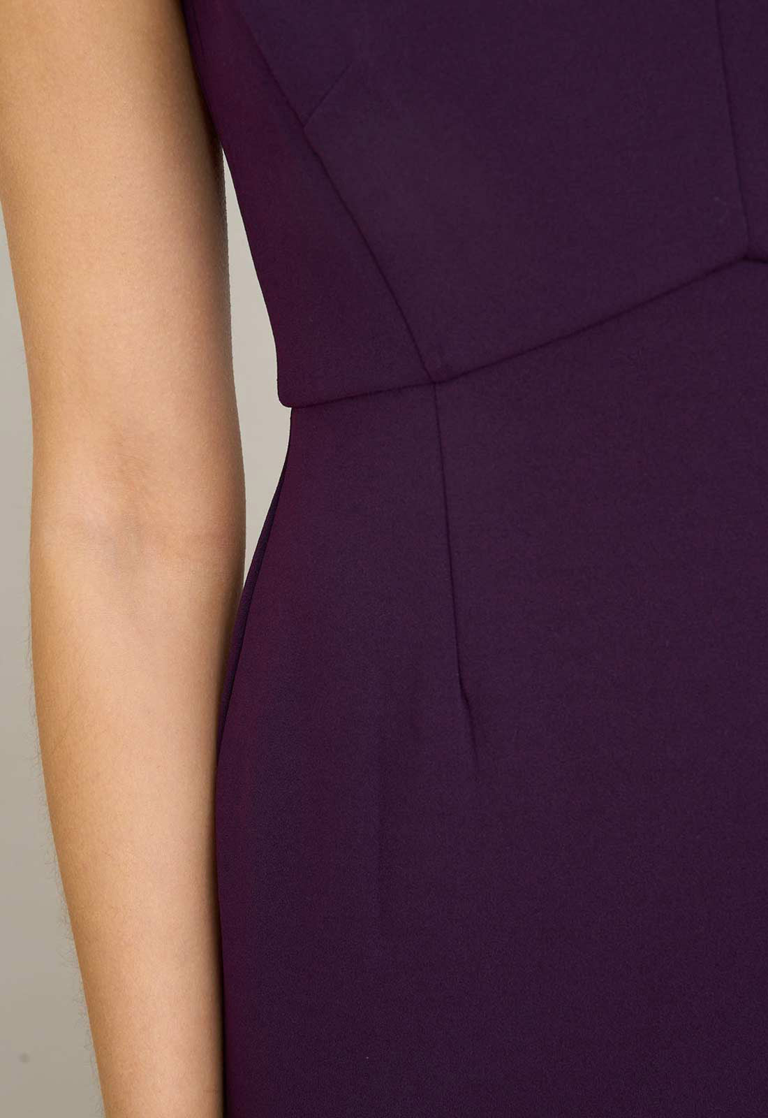 Gina Bacconi AUBERGINE Gilda Sheath Dress