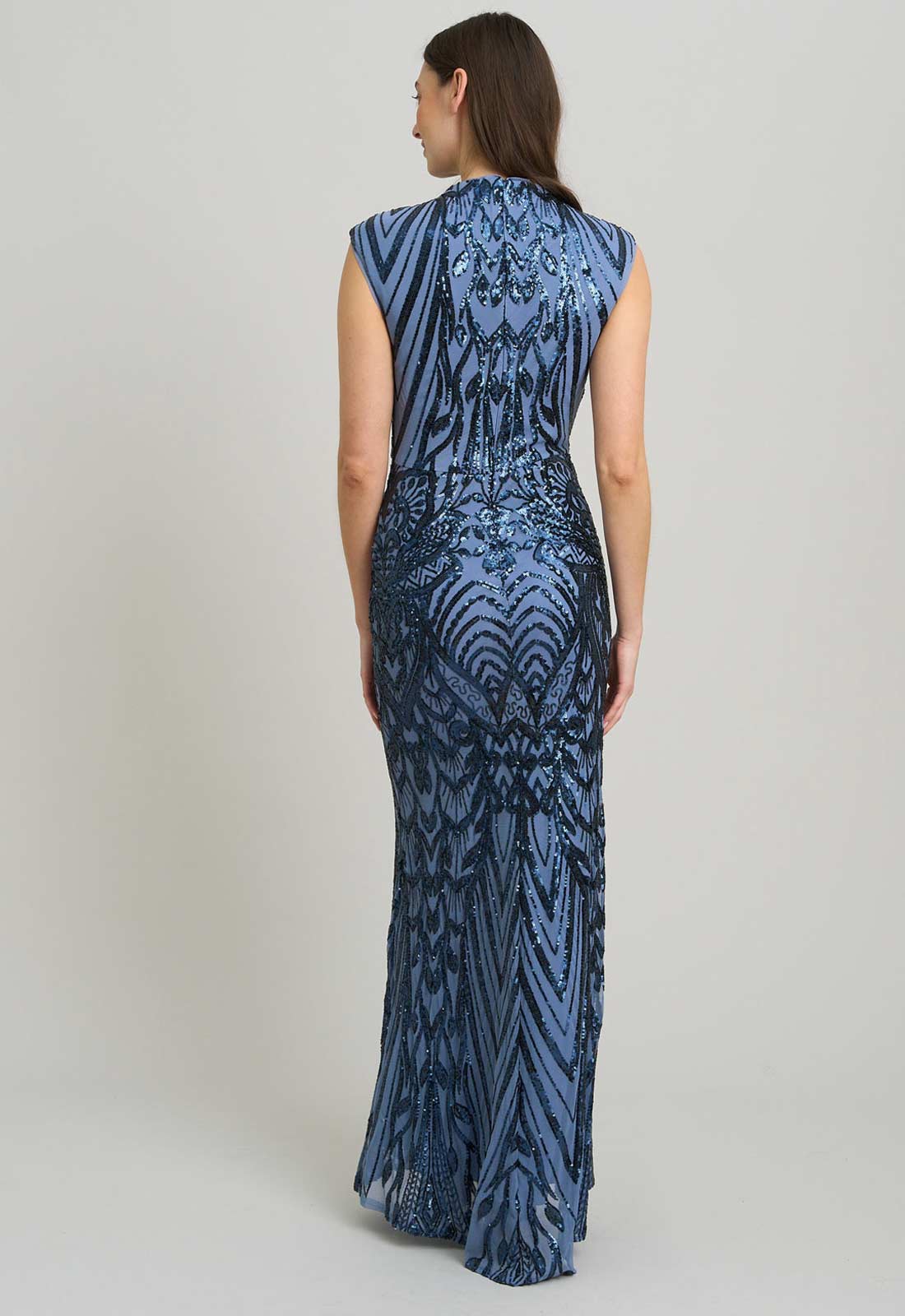 Gina Bacconi BLUE Felice Sequin Embellished Maxi Dress