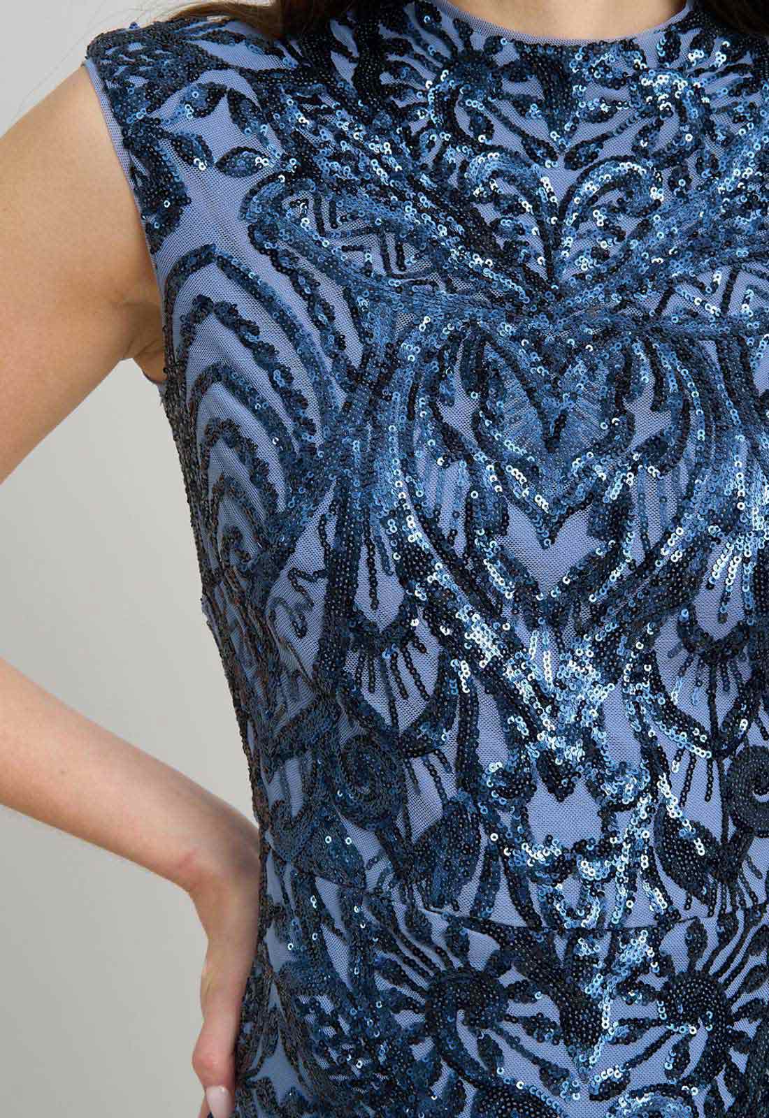 Gina Bacconi BLUE Felice Sequin Embellished Maxi Dress