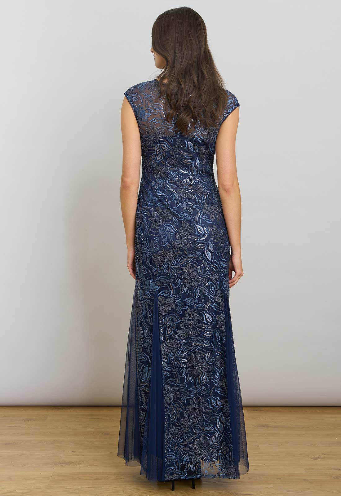 Gina Bacconi Navy Indy Maxi Dress With Matching Scarf