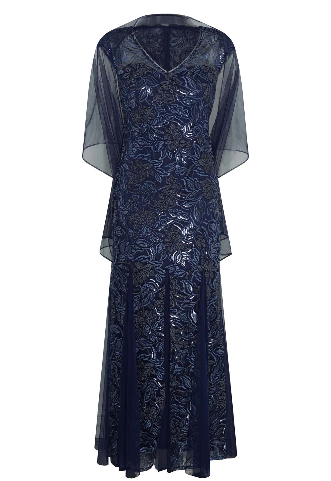 Gina Bacconi Navy Indy Maxi Dress With Matching Scarf