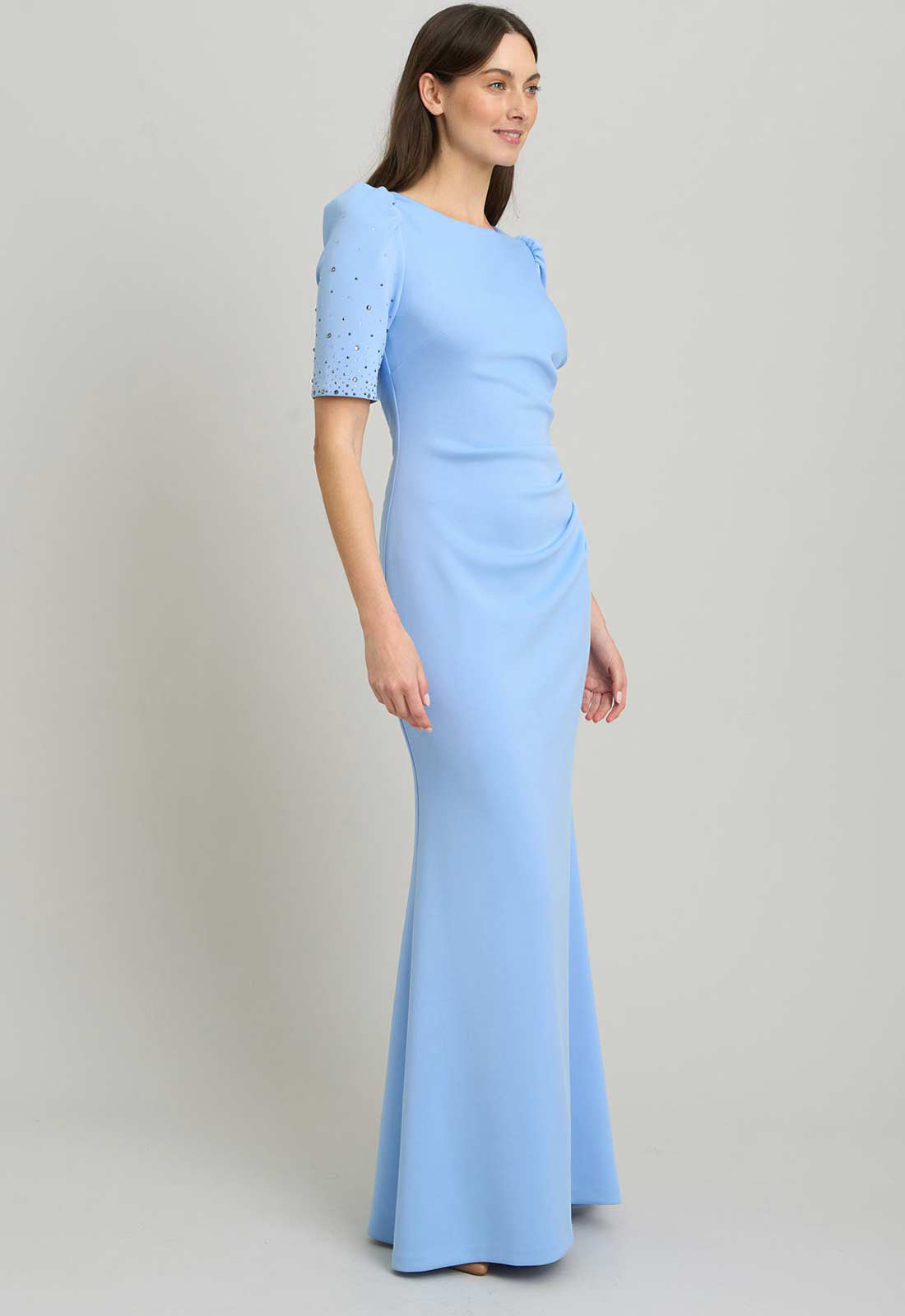 Gina Bacconi PERRI Jadie Maxi Dress With Beaded Sleeves