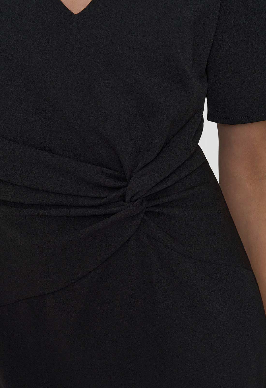 Gina Bacconi BLACK Kiara V Neck Twist Midi Dress