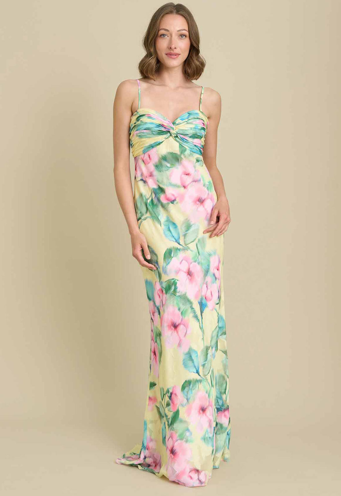 Gina Bacconi YELLOW Marge Burnout Print Maxi Dress