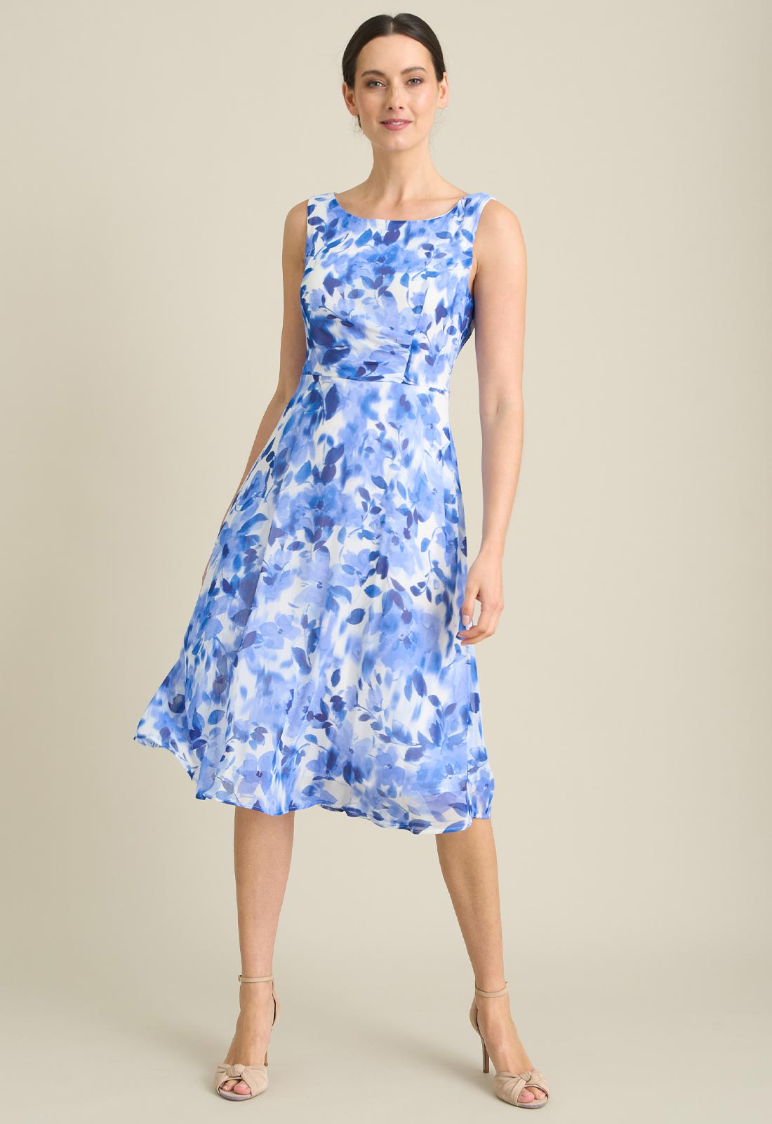 Gina Bacconi BLUE Noreen Chiffon Floral Midi Dress