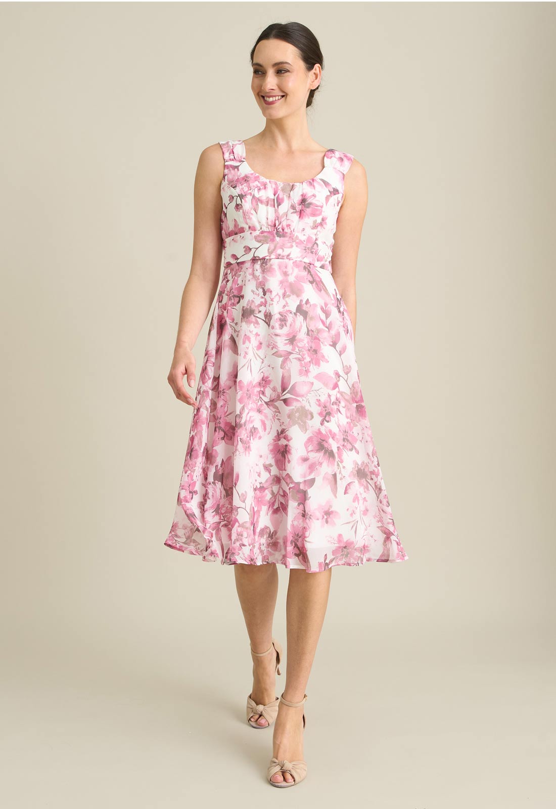 Gina Bacconi PINK Orla Chiffon Floral Dress