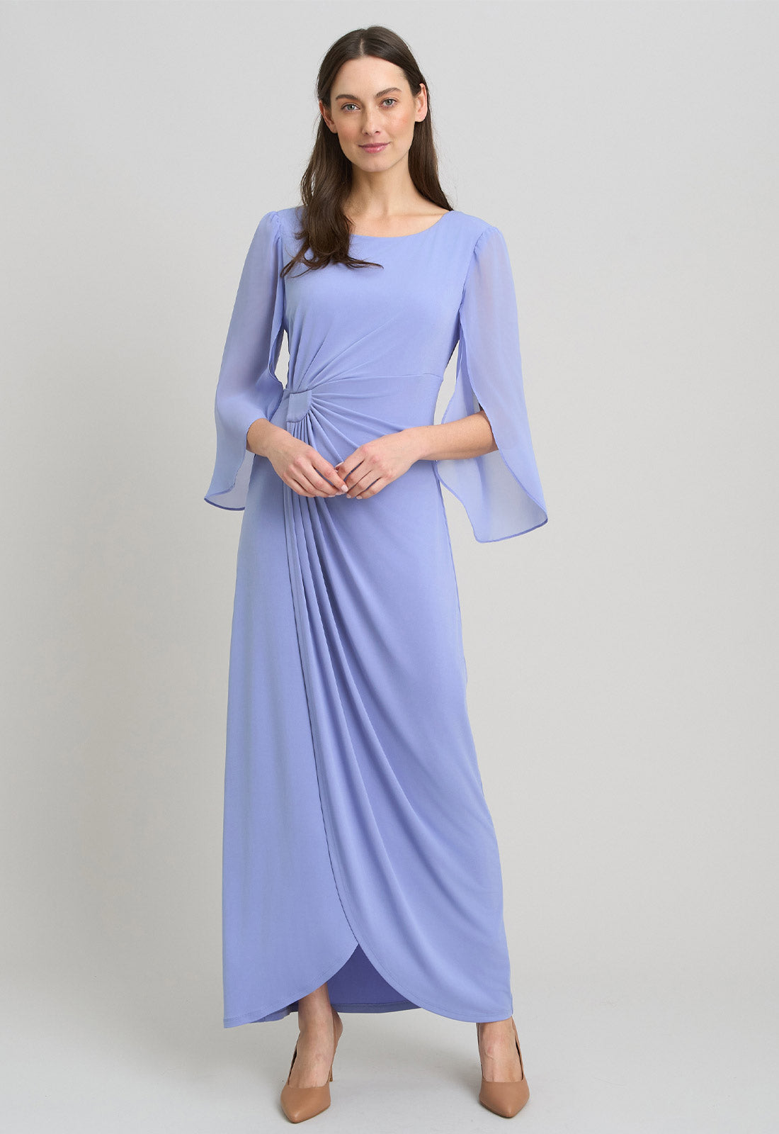 Gina Bacconi PERRI Iulia Maxi Wrap Dress With Chiffon Sleeve