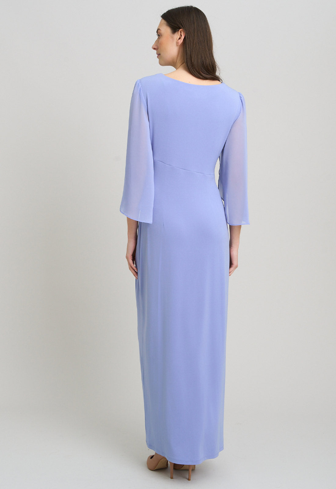 Gina Bacconi PERRI Iulia Maxi Wrap Dress With Chiffon Sleeve