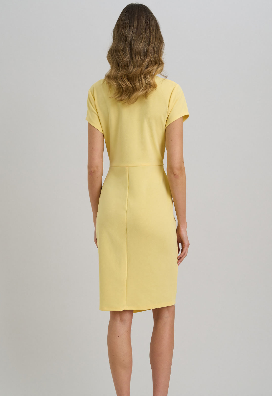 Gina Bacconi YELLOW Peggy Short Faux Wrap V Neck Dress