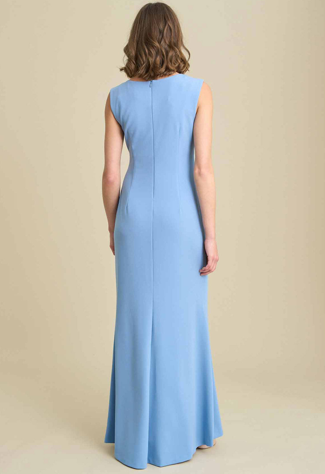 Gina Bacconi BLUE Maxi Dress With Floral Applique
