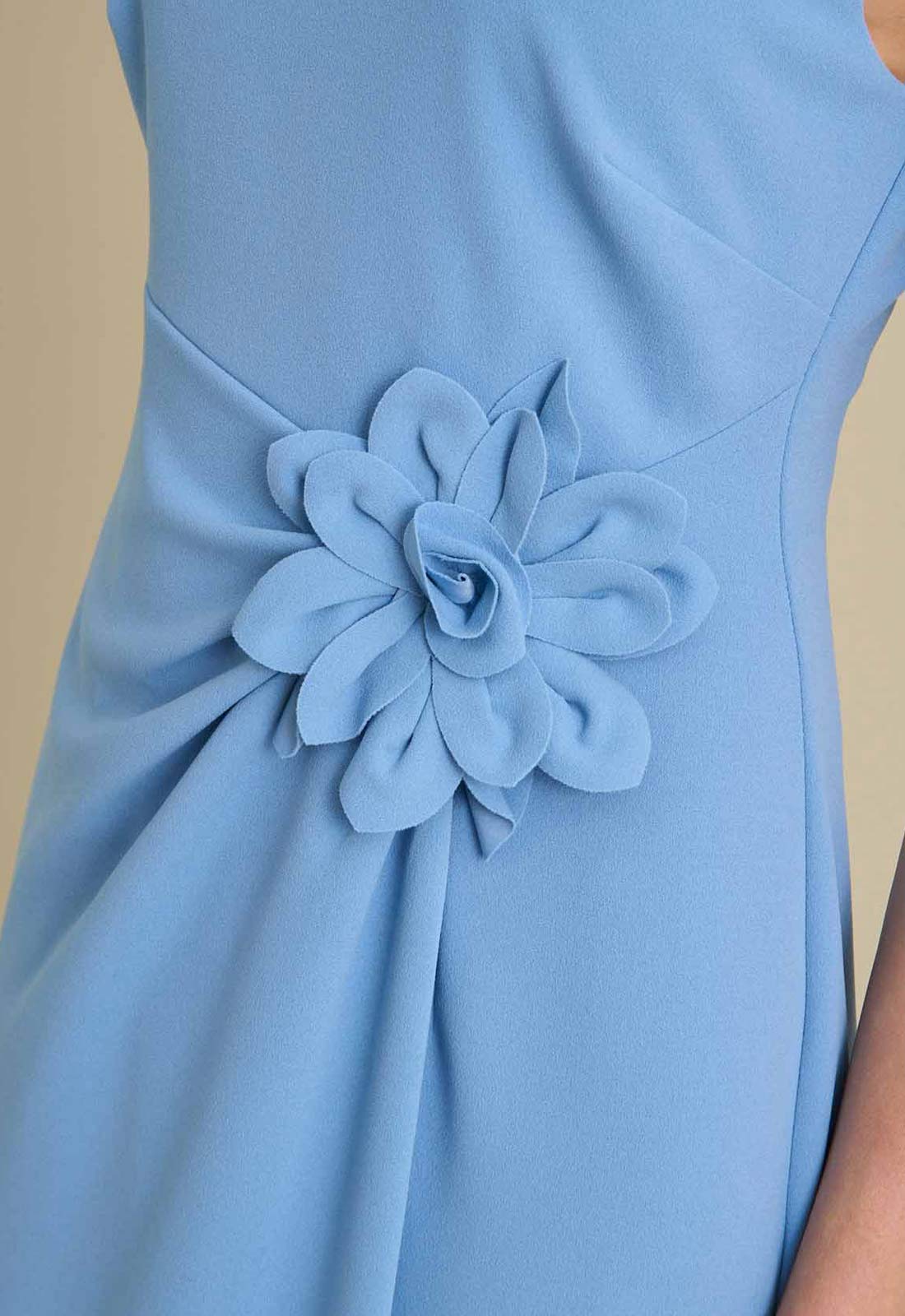 Gina Bacconi BLUE Maxi Dress With Floral Applique