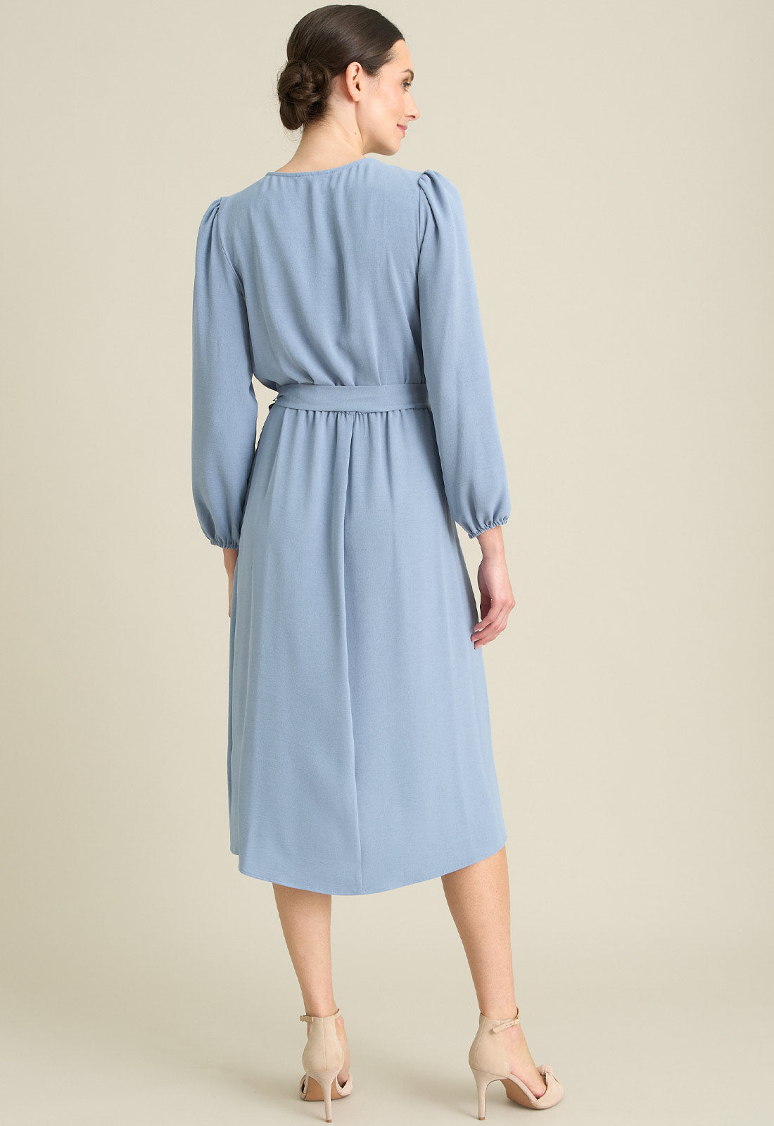 Gina Bacconi SKY Peyton Bow Wrap Long Sleeve Midi Dress