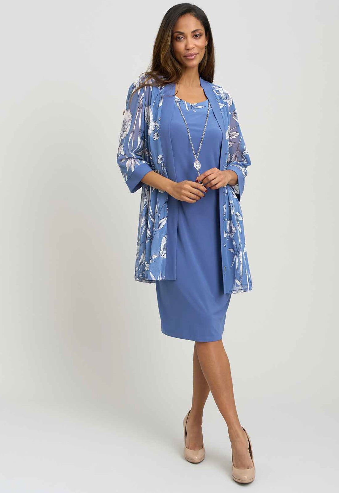 Gina Bacconi WEDGEWOOD Milana Printed Dress And Jacket