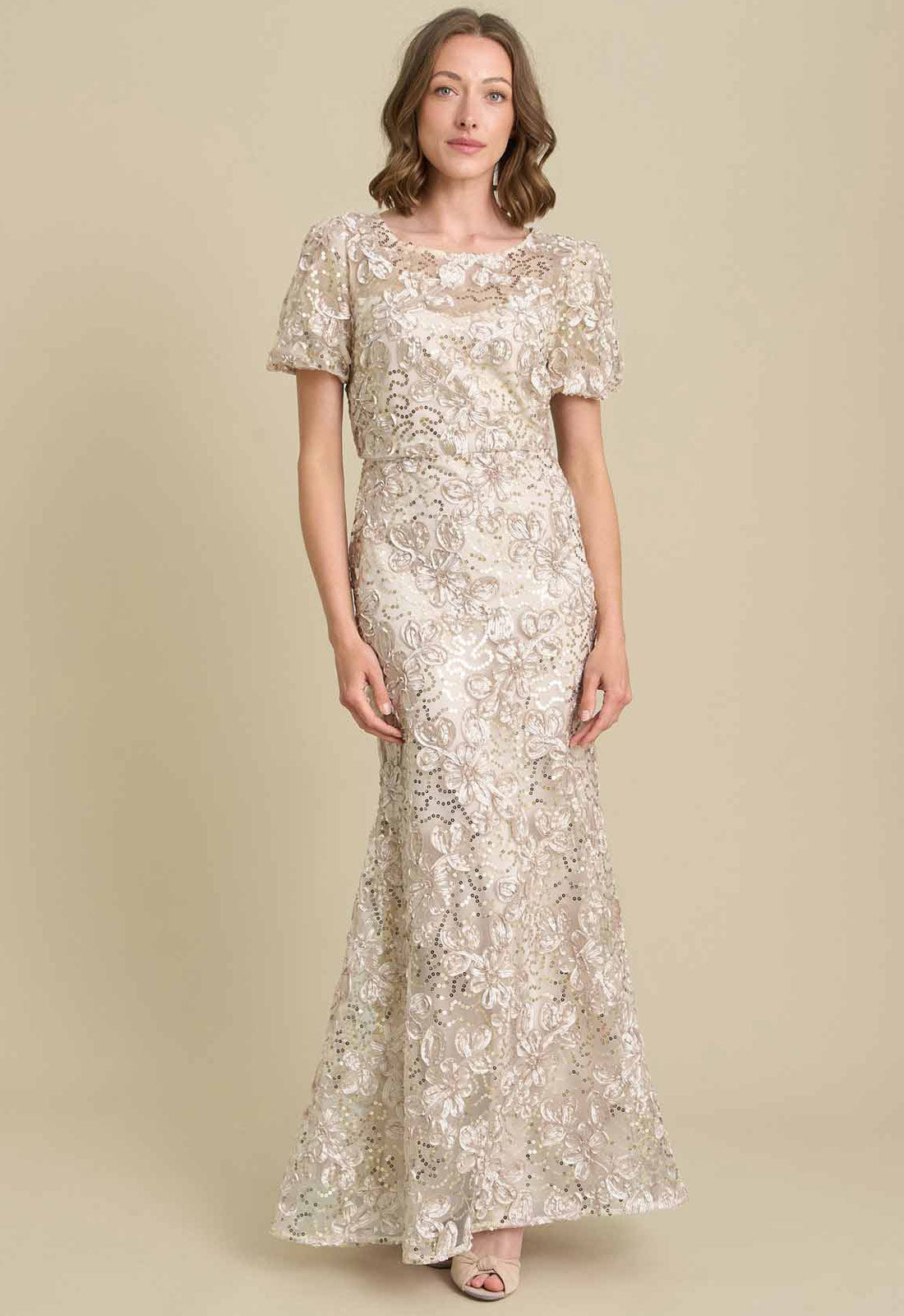 Gina Bacconi CHAMPAGNE Mimmi Sequin Maxi Dress