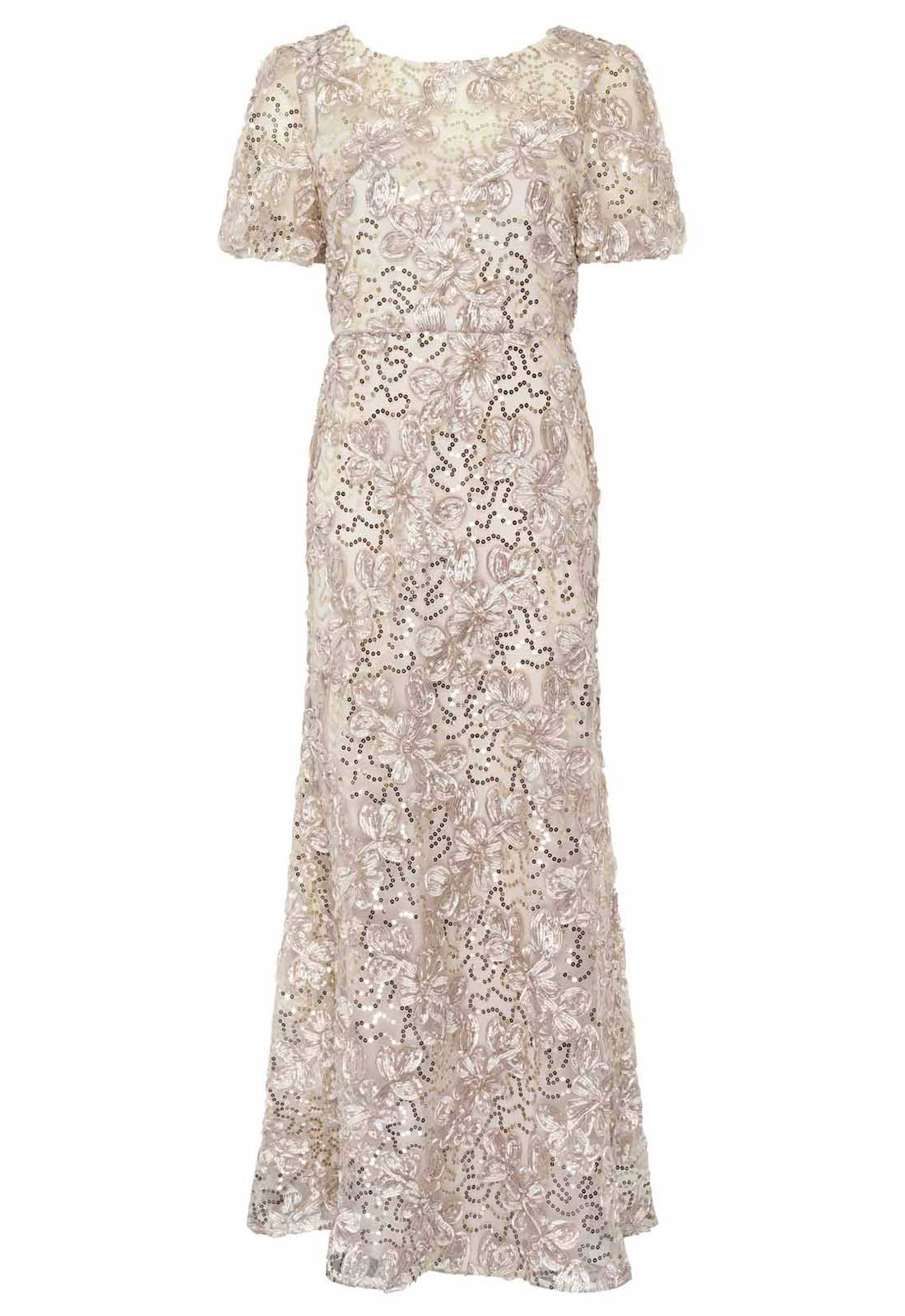 Gina Bacconi CHAMPAGNE Mimmi Sequin Maxi Dress
