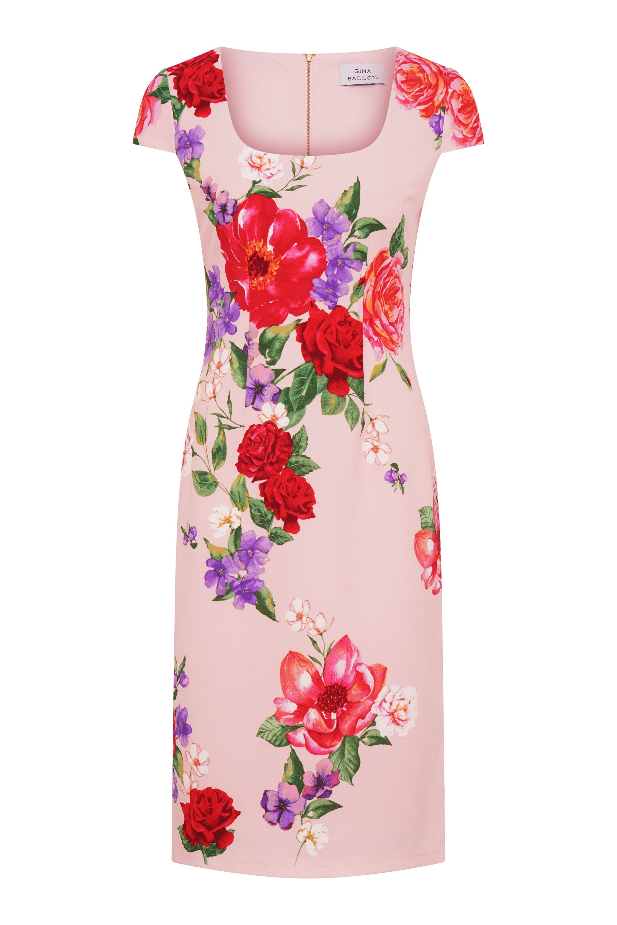 Gina Bacconi PINK Rayna Floral Sheath Dress