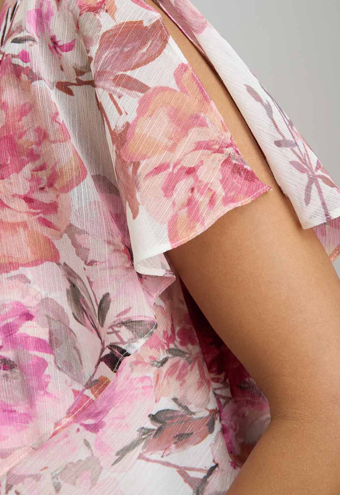 Gina Bacconi PINK Rei Tiered Floral Dress