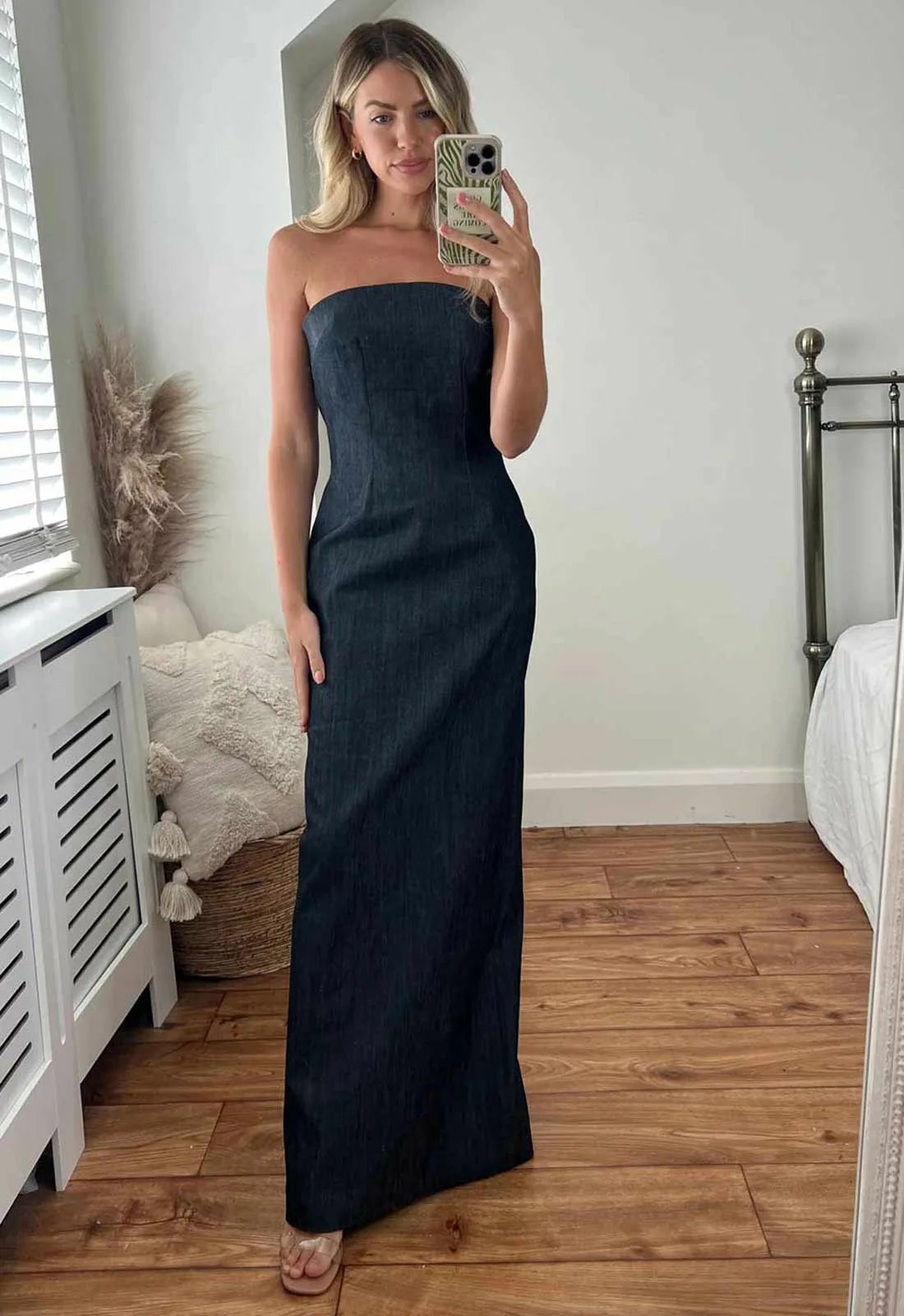 Sofia Denim Scuba Maxi Dress