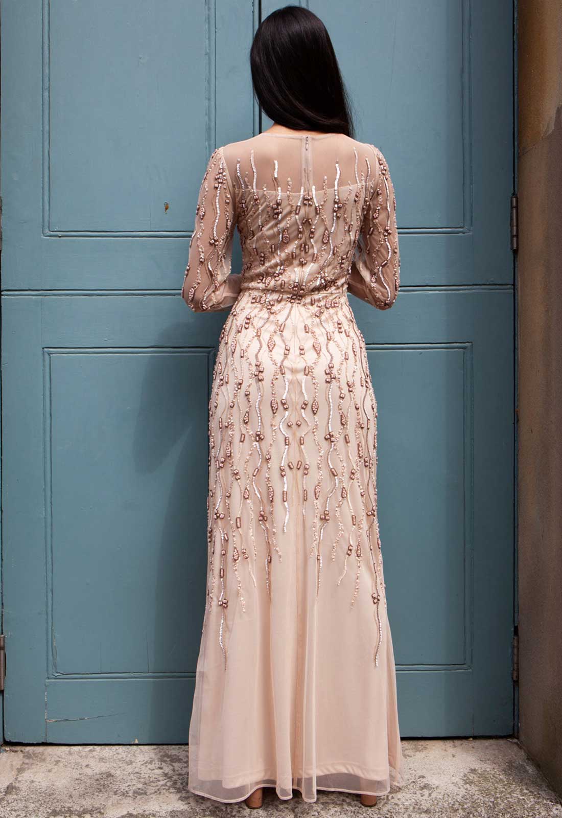 Raishma Nude Sahara Embellished Maxi Dress