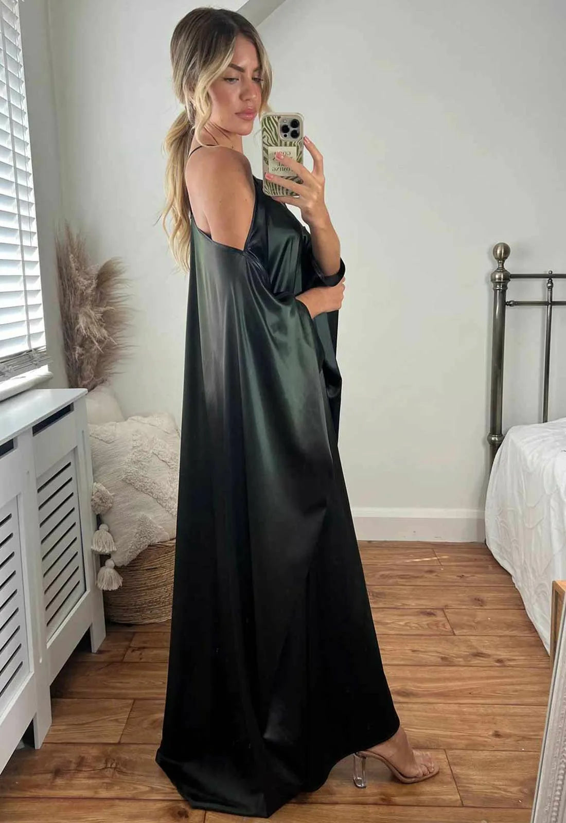 JOSH AND NICOL SIENNA COLD SHOULDER DRESS- IRIDESCENT GREEN