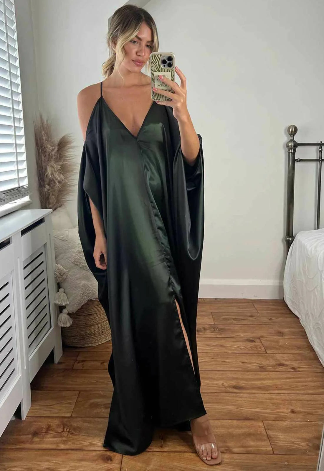 JOSH AND NICOL SIENNA COLD SHOULDER DRESS- IRIDESCENT GREEN